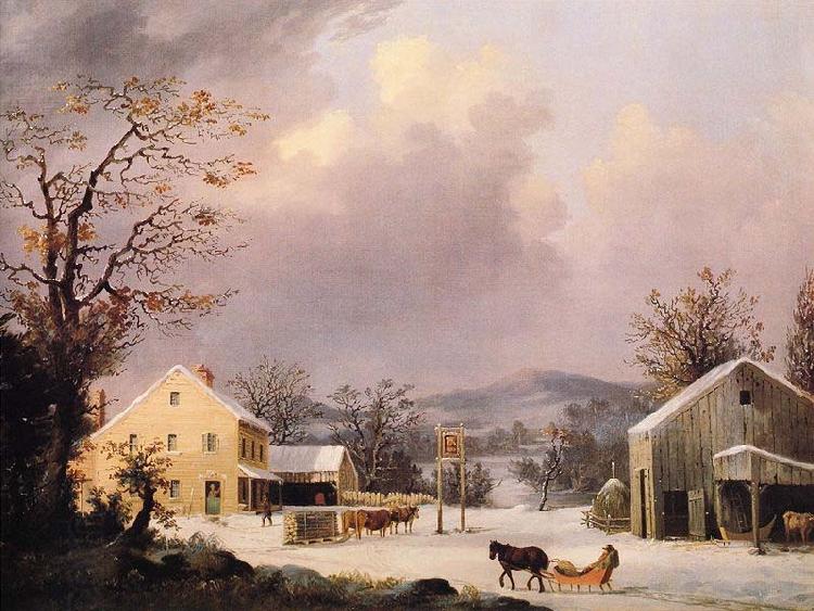 George Henry Durrie Jones Inn, Winter oil painting picture